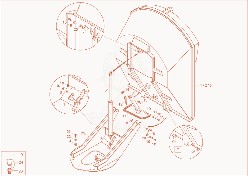 Exploded parts diagram of the BUCKET (Option SLE) of a Wacker Neuson 2001, with numbered balloons