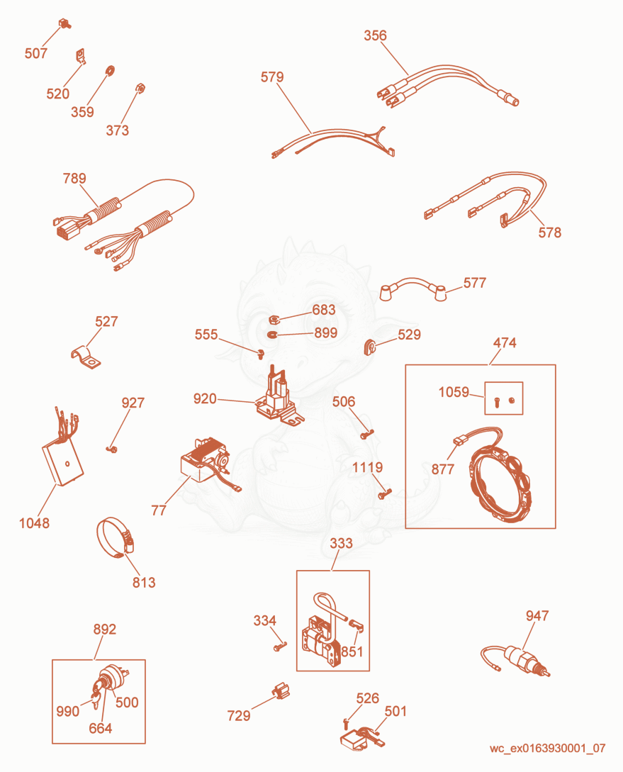 Exploded parts diagram of the Electrical of a Wacker Neuson GPS8500, with numbered balloons