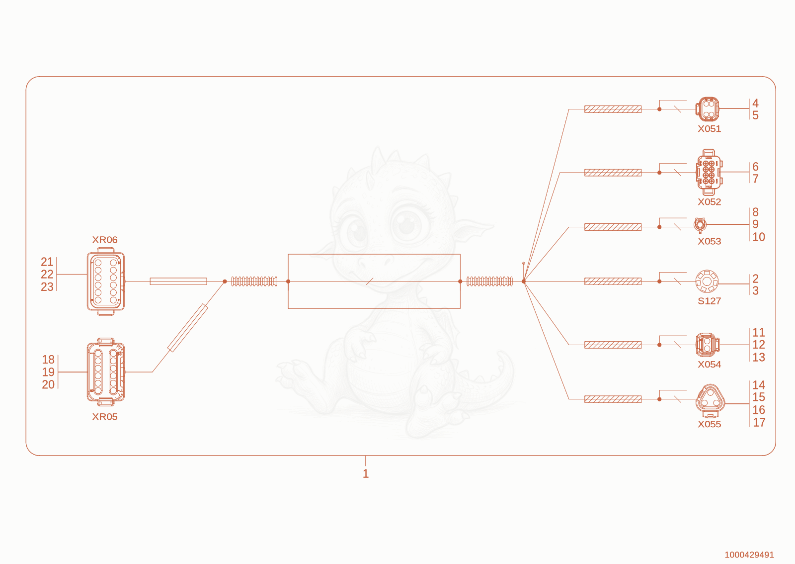 Exploded parts diagram of the Harness telescopio 14-pol. of a Wacker Neuson TH627(418-22), with numbered balloons