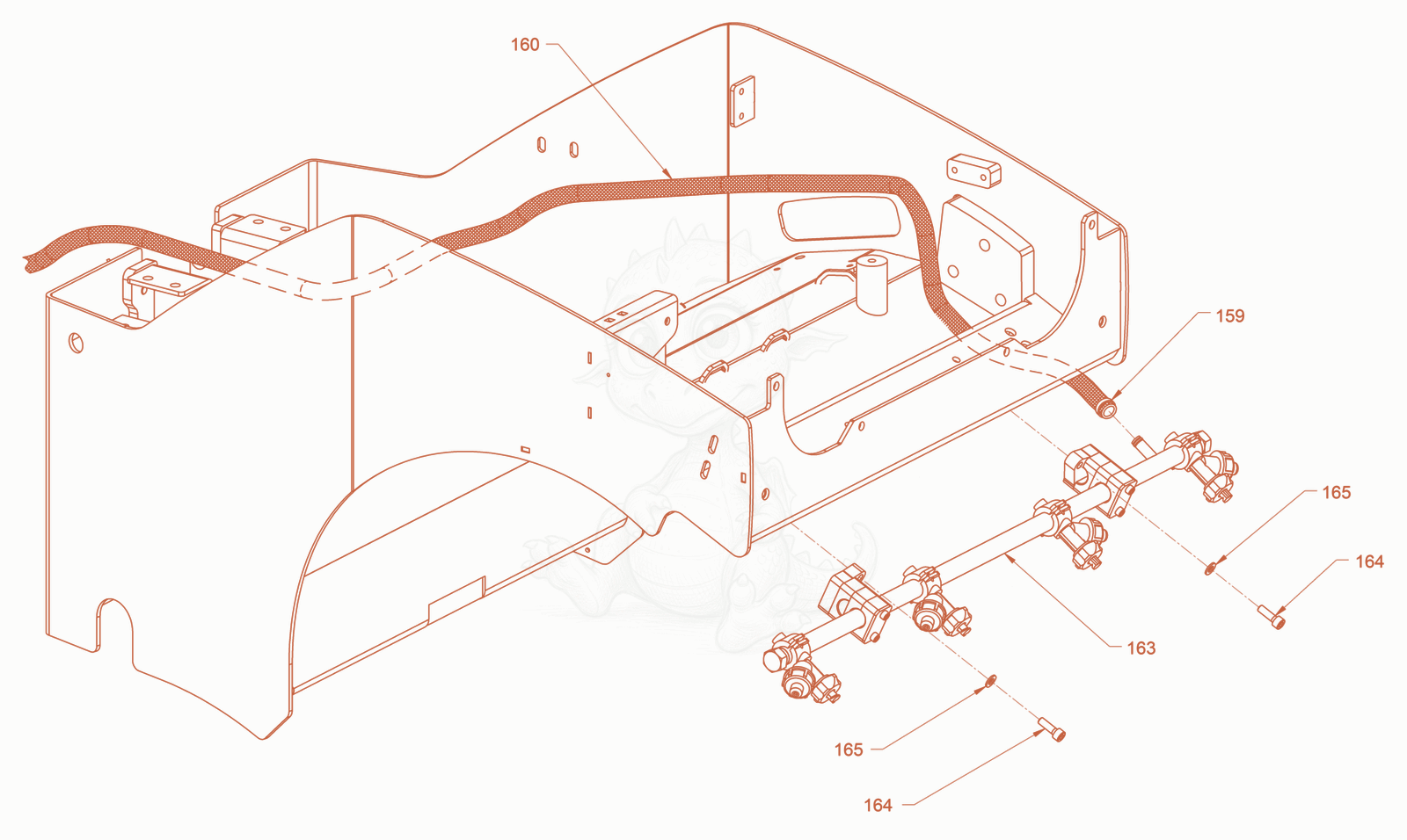 Exploded parts diagram of the sprinkling of a Wacker Neuson RD18-100C3, with numbered balloons