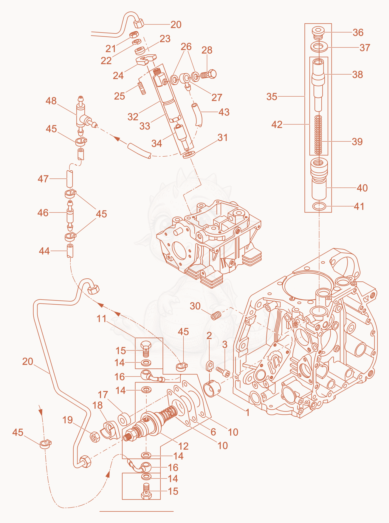 Despiece del Extra Fuel Device - Special Equipment de una máquina Wacker Neuson DPU6555H, con globos numerados