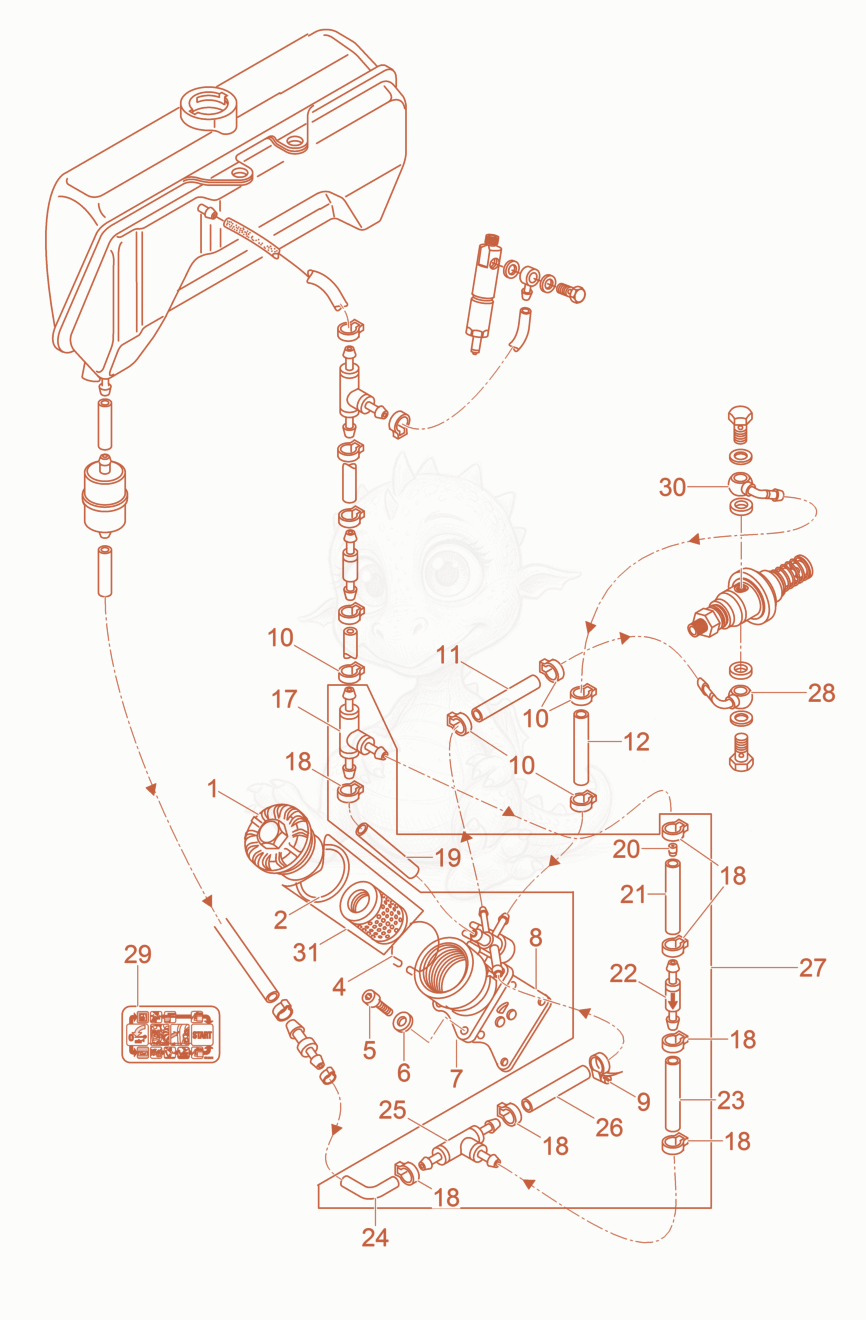 Exploded parts diagram of the Automatic shut-off of a Wacker Neuson DPU6555HEHUS, with numbered balloons