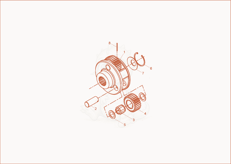 Exploded parts diagram of the rear axle - planet carrier of a Wacker Neuson 3501AA, with numbered balloons