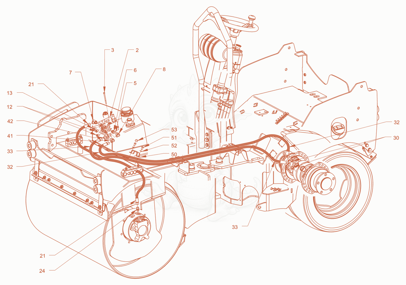 Exploded parts diagram of the parking brake of a Wacker Neuson RD24-100C, with numbered balloons