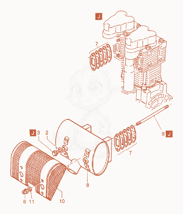 Exploded parts diagram of the Exhaust of a Wacker Neuson RD15, with numbered balloons