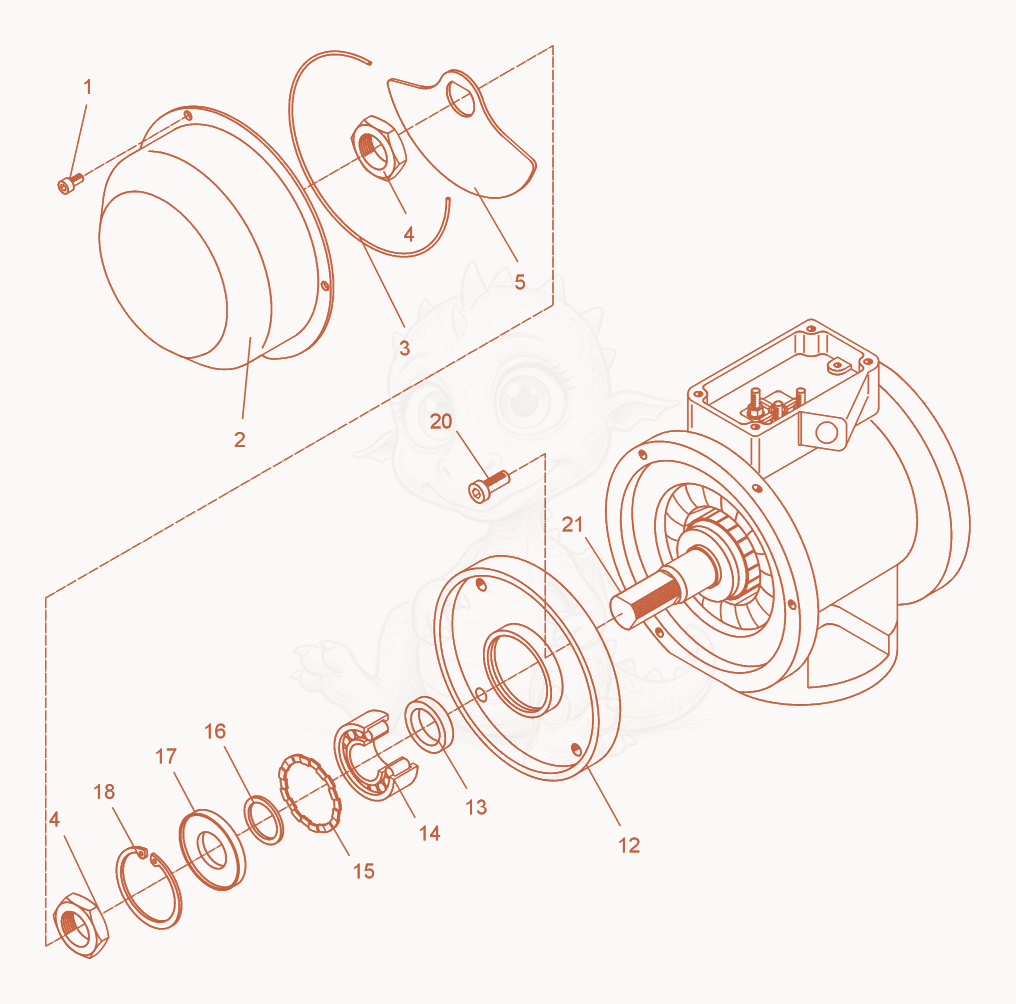 Exploded parts diagram of the External Vibrator cpl. of a Wacker Neuson AR51/7,2/046, with numbered balloons
