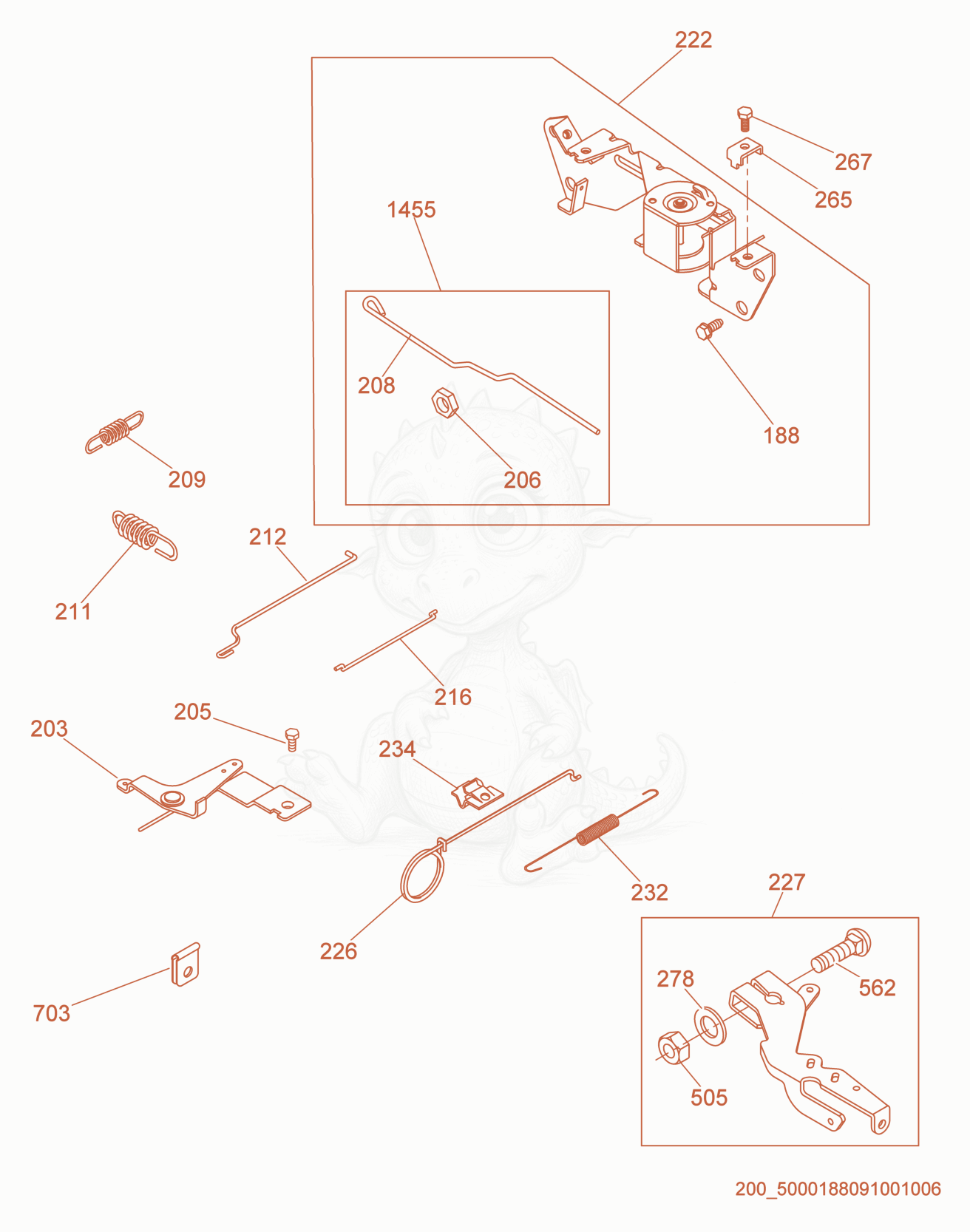 Exploded parts diagram of the Governor of a Wacker Neuson PTS4V(I), with numbered balloons