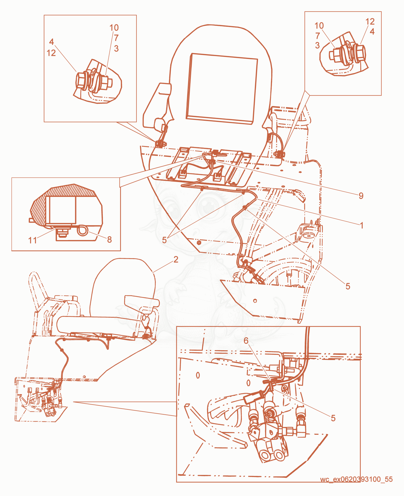 Exploded parts diagram of the Seat Switch of a Wacker Neuson RD27-120, with numbered balloons