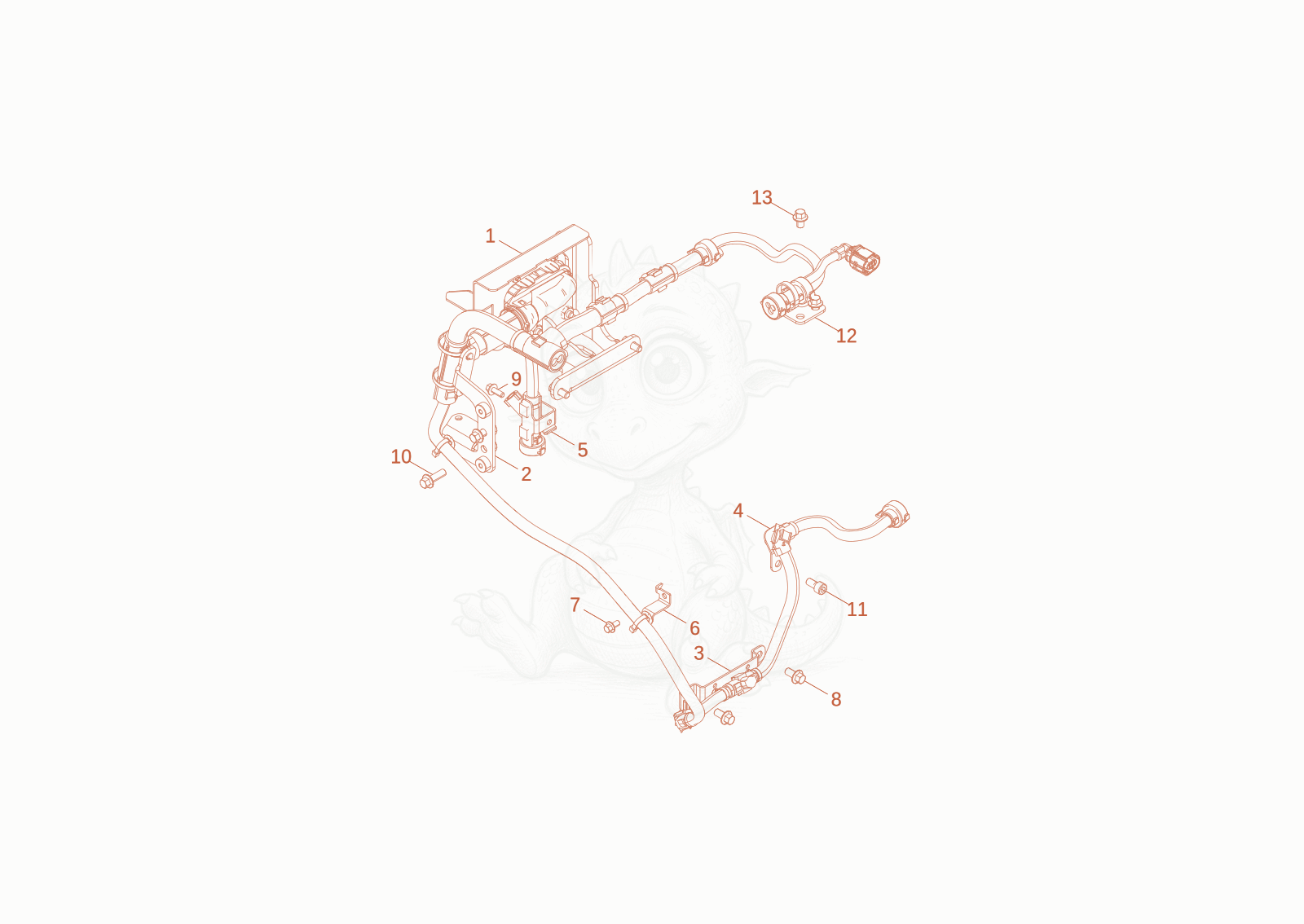 Exploded parts diagram of the Fastening parts of a Wacker Neuson DW60-3, with numbered balloons