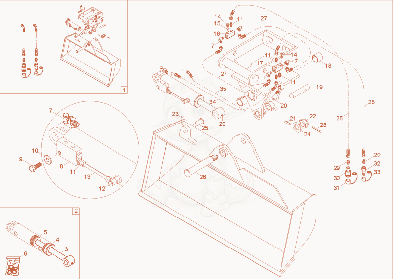 Exploded parts diagram of the BUCKET OFFSET (DIPPER STICK LONG) of a Wacker Neuson 8003, with numbered balloons