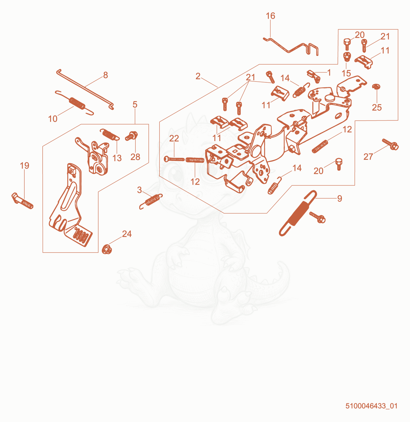 Exploded parts diagram of the Governor of a Wacker Neuson GPS9700A, with numbered balloons