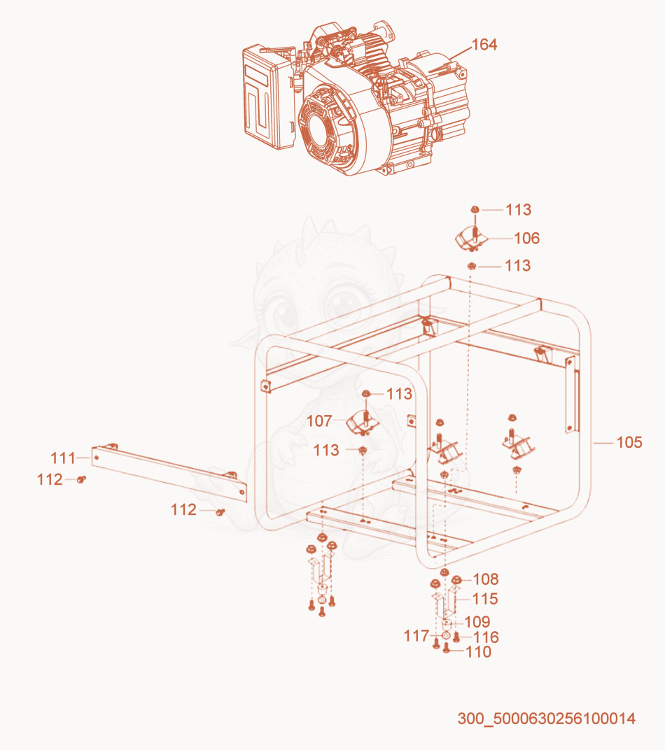 Exploded parts diagram of the Frame cpl. of a Wacker Neuson MG3, with numbered balloons