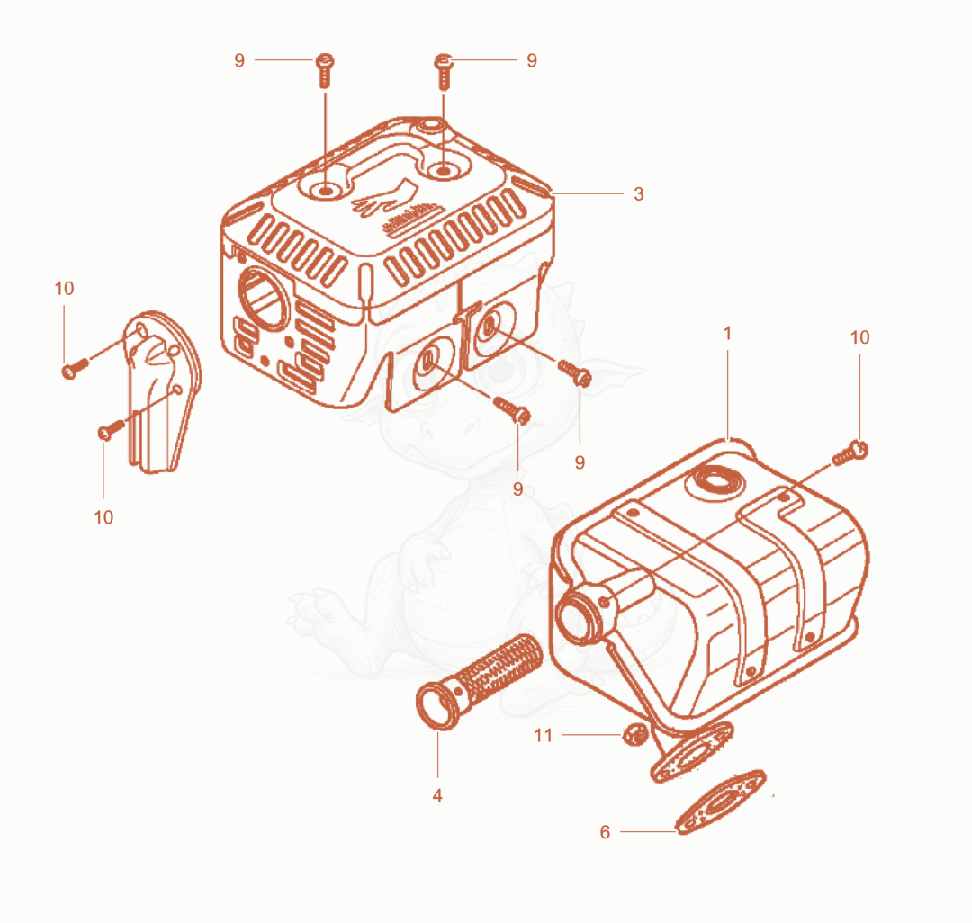 Exploded parts diagram of the Muffler cpl of a Wacker Neuson WPU1550AW, with numbered balloons