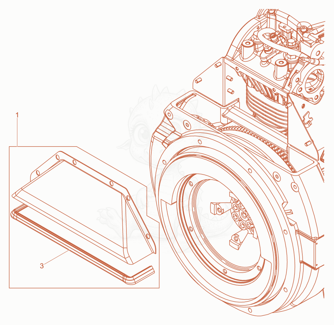 Exploded parts diagram of the Air Ducting Fly wheel of a Wacker Neuson DPU6555HEHUS, with numbered balloons