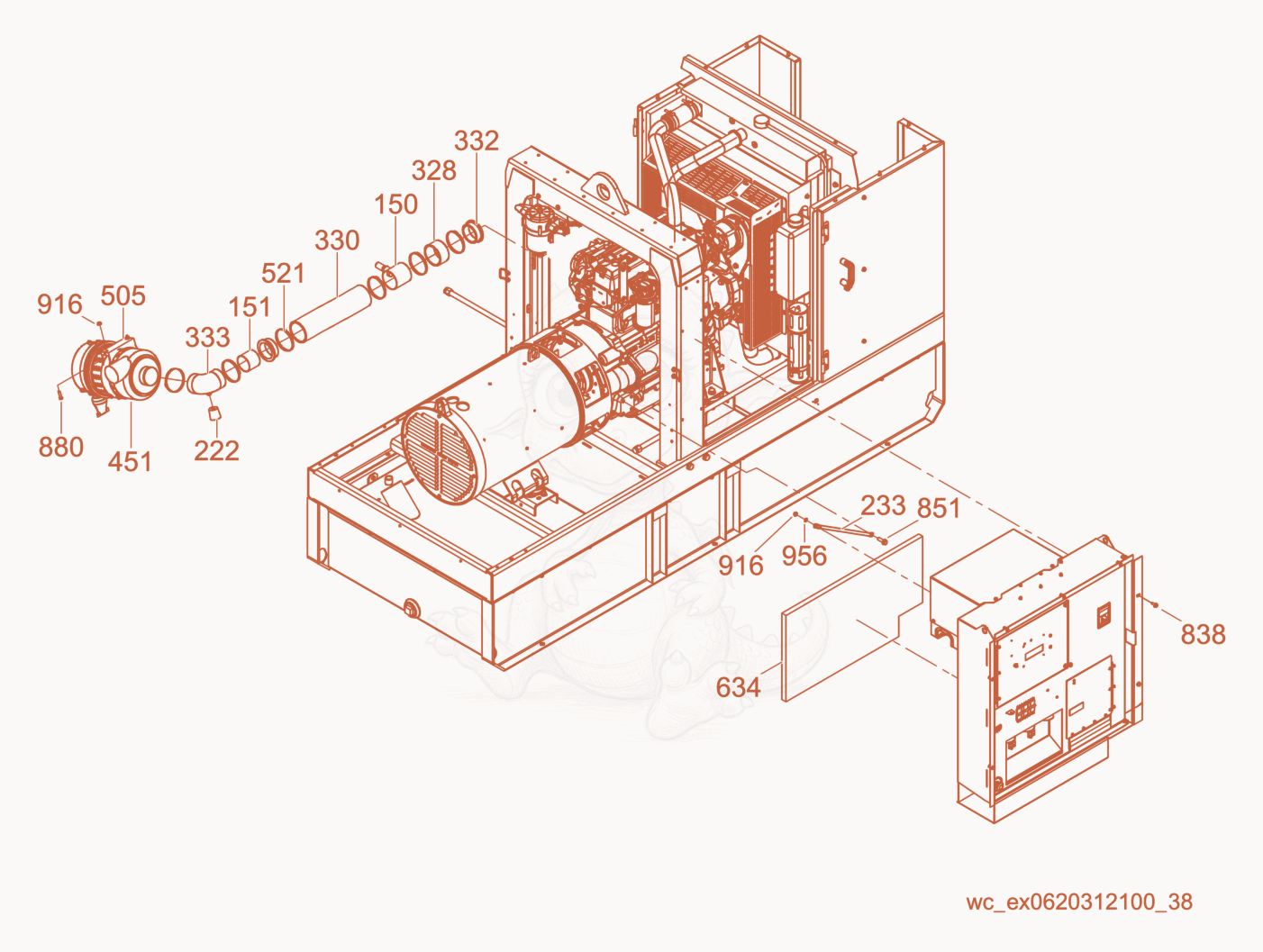 Exploded parts diagram of the Control Panel/Air Cleaner of a Wacker Neuson G120, with numbered balloons