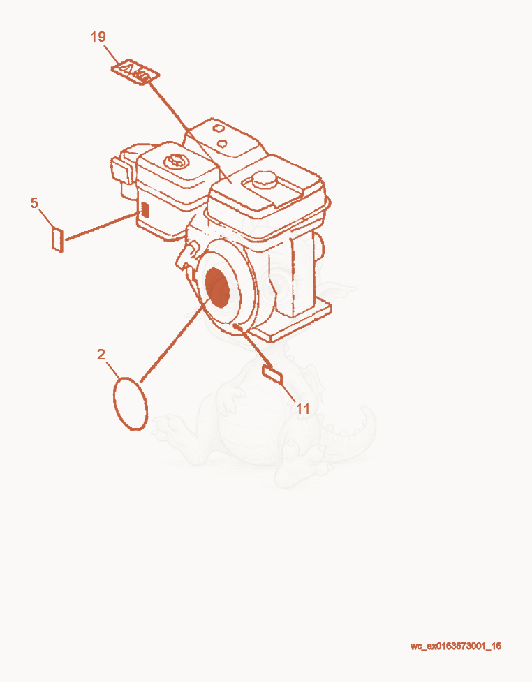 Exploded parts diagram of the Labels of a Wacker Neuson PG2A, with numbered balloons
