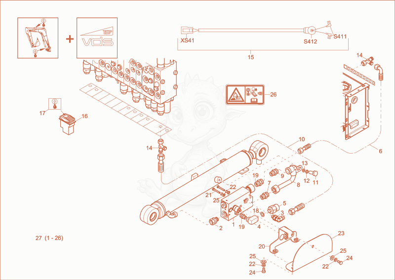 Despiece del STALLING LOAD - WARNING DEVICE G(OPTION) de una máquina Wacker Neuson 28Z3, con globos numerados
