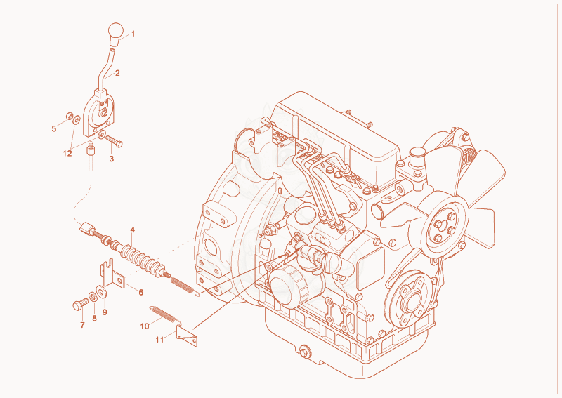 Exploded parts diagram of the speed actuating of a Wacker Neuson 1403RD, with numbered balloons