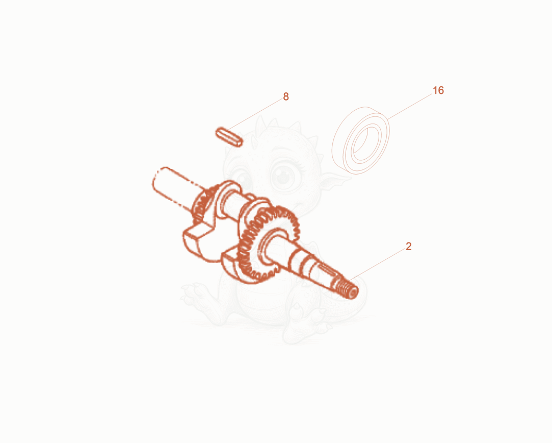 Exploded parts diagram of the Crankshaft of a Wacker Neuson WPKMAT, with numbered balloons