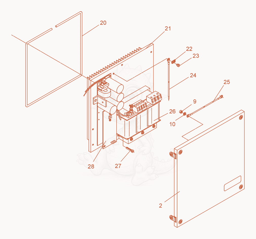Exploded parts diagram of the Housing cpl. of a Wacker Neuson FUE1,5/115/200W, with numbered balloons