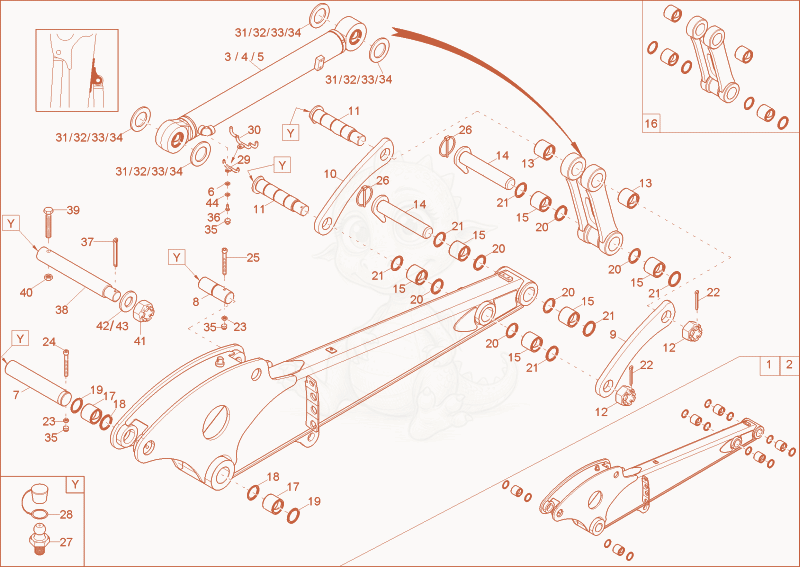 Exploded parts diagram of the DIPPER ARM (OPTION) of a Wacker Neuson 9503, with numbered balloons