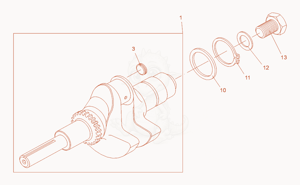 Exploded parts diagram of the Crankshaft of a Wacker Neuson DPU2550H, with numbered balloons