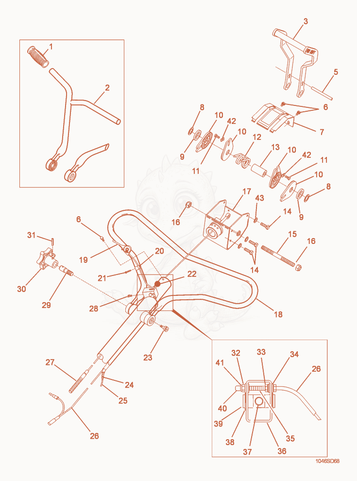 Exploded parts diagram of the Upper Handle of a Wacker Neuson CT36ADP, with numbered balloons