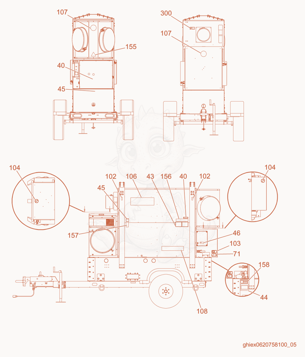 Exploded parts diagram of the Labels of a Wacker Neuson CUB700M, with numbered balloons