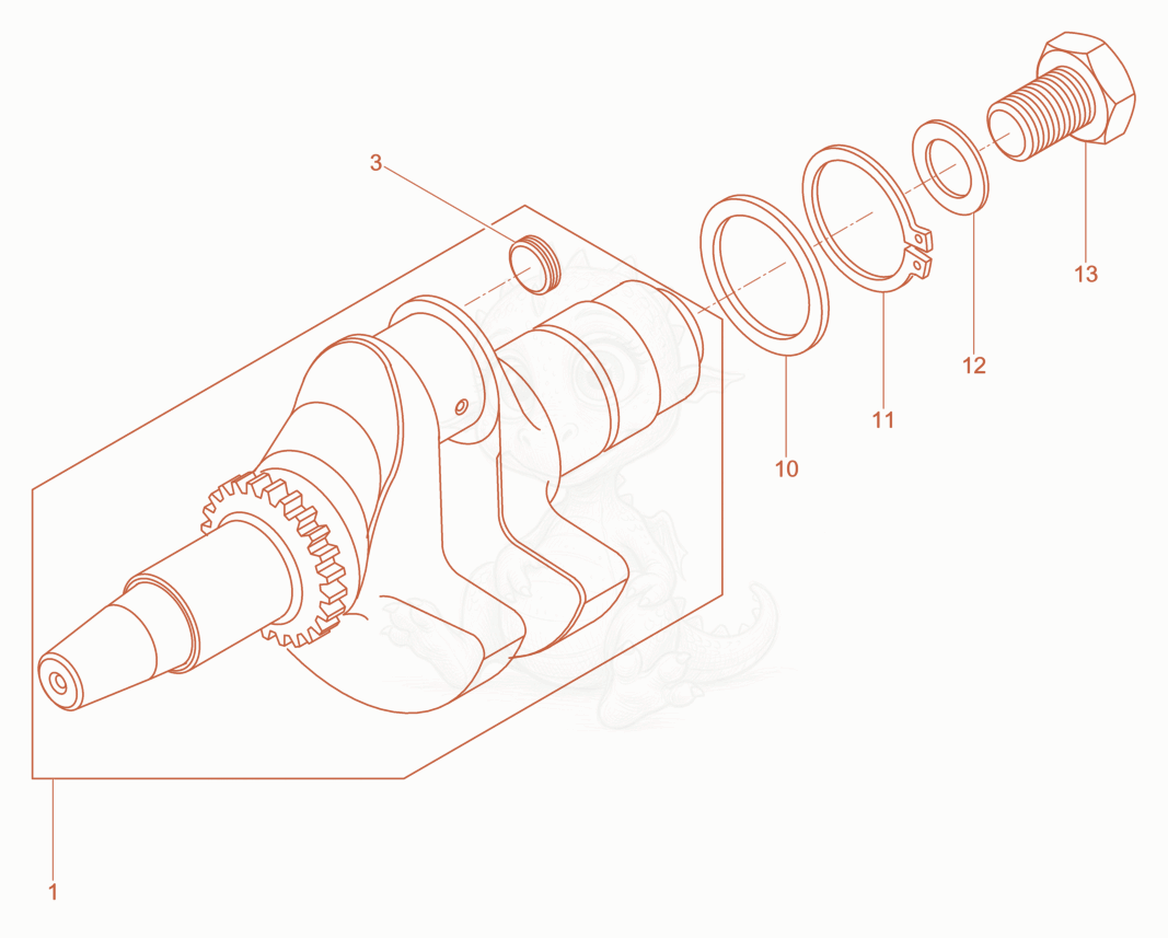 Exploded parts diagram of the Crankshaft of a Wacker Neuson DPS1850HBASIC, with numbered balloons