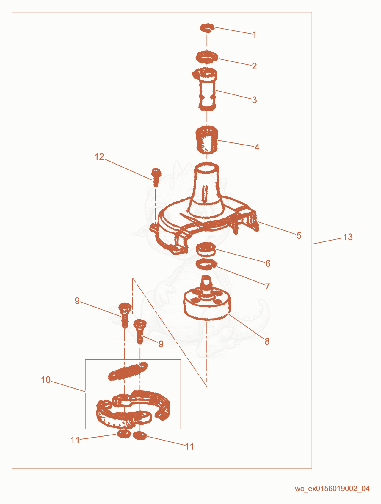 Exploded parts diagram of the Clutch Housing of a Wacker Neuson P31A, with numbered balloons