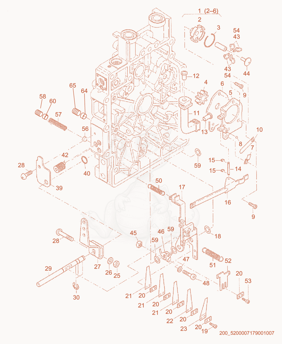 Exploded parts diagram of the Oil Pump/Governor of a Wacker Neuson HSH350, with numbered balloons