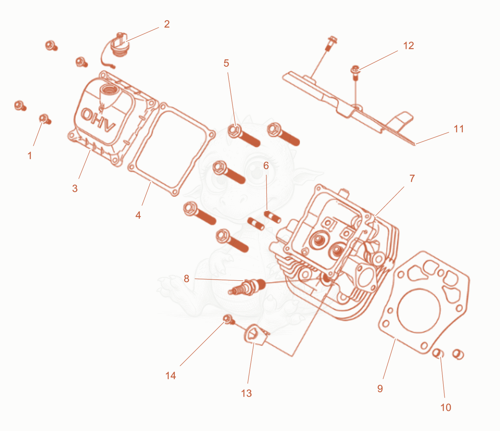 Exploded parts diagram of the Left cylinder head cpl. of a Wacker Neuson GS16000GLA, with numbered balloons