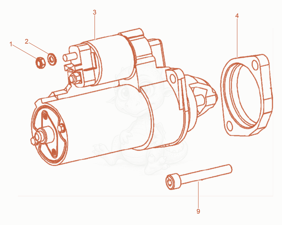 Exploded parts diagram of the Starter of a Wacker Neuson DPU110LEM970US, with numbered balloons