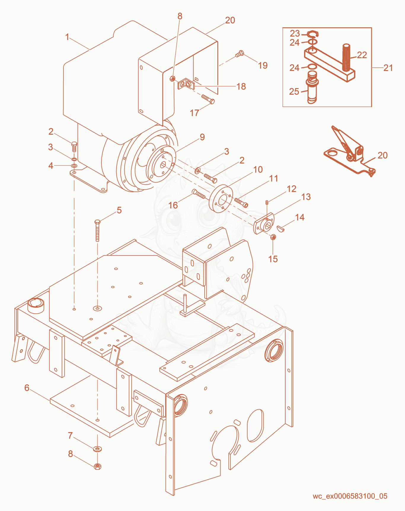 Exploded parts diagram of the Engine Compartment of a Wacker Neuson RS800H, with numbered balloons
