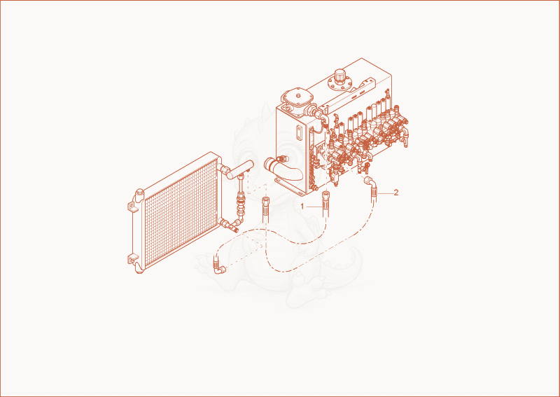 Exploded parts diagram of the OIL COOLER INSTALLATION of a Wacker Neuson 6002RD, with numbered balloons