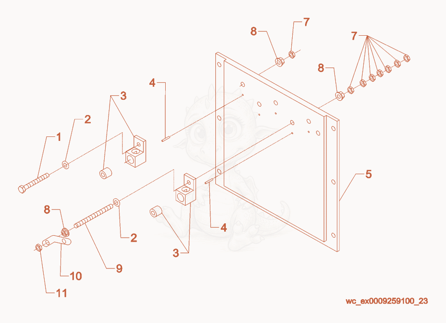 Exploded parts diagram of the Lug Plate cpl. of a Wacker Neuson G85, with numbered balloons