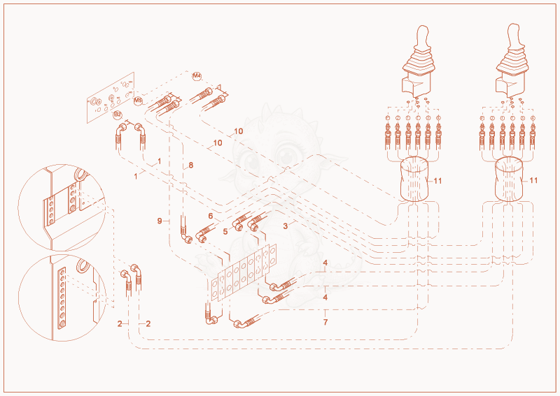 Exploded parts diagram of the HAND LEVERS INSTALLATION of a Wacker Neuson 3602RD, with numbered balloons