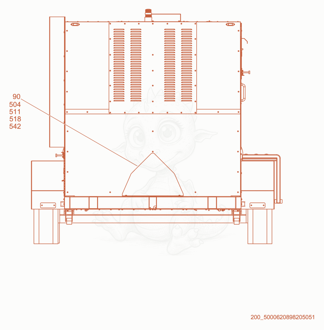 Exploded parts diagram of the Front Panel of a Wacker Neuson E5000, with numbered balloons