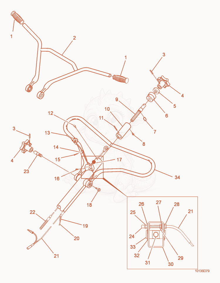 Exploded parts diagram of the Upper Handle of a Wacker Neuson CT36ADT, with numbered balloons