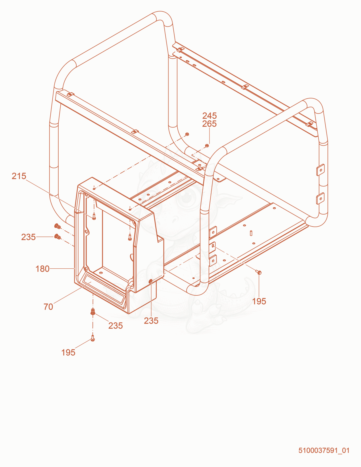 Exploded parts diagram of the Control box mounting of a Wacker Neuson GPS9700, with numbered balloons