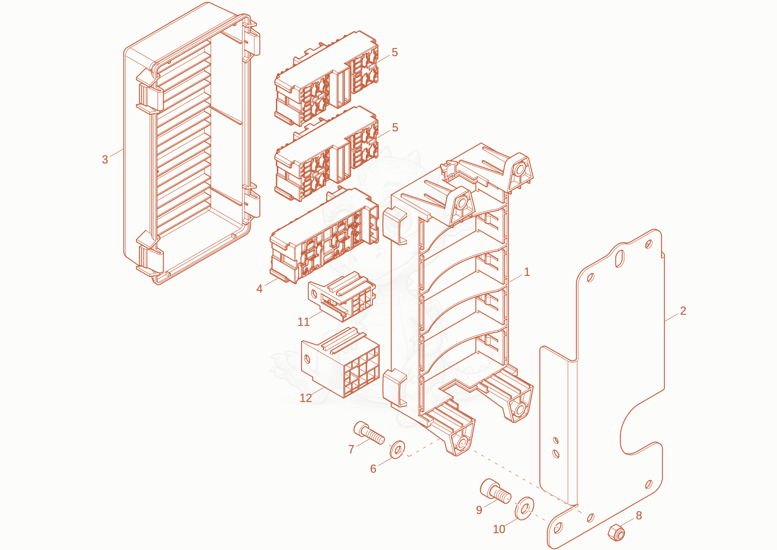 Exploded parts diagram of the RELAY BOX of a Wacker Neuson EZ26E, with numbered balloons