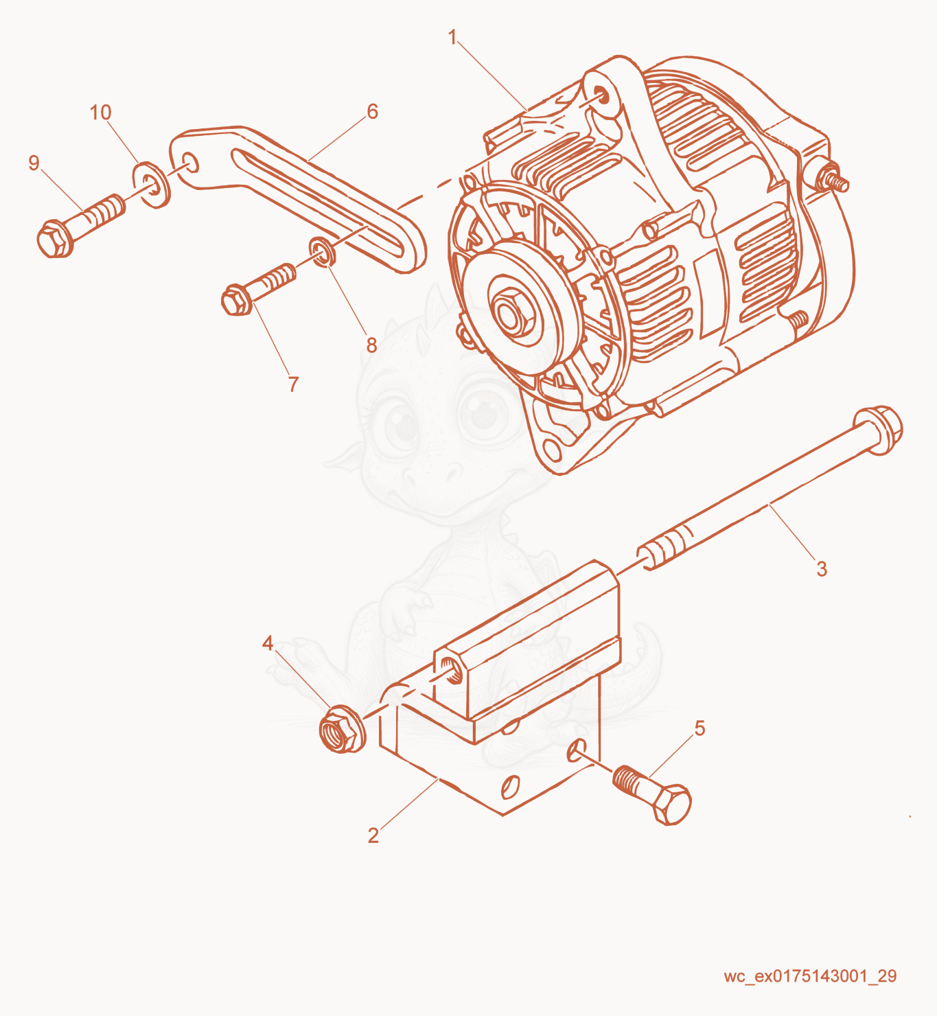 Exploded parts diagram of the Alternator cpl. of a Wacker Neuson RD27-120, with numbered balloons