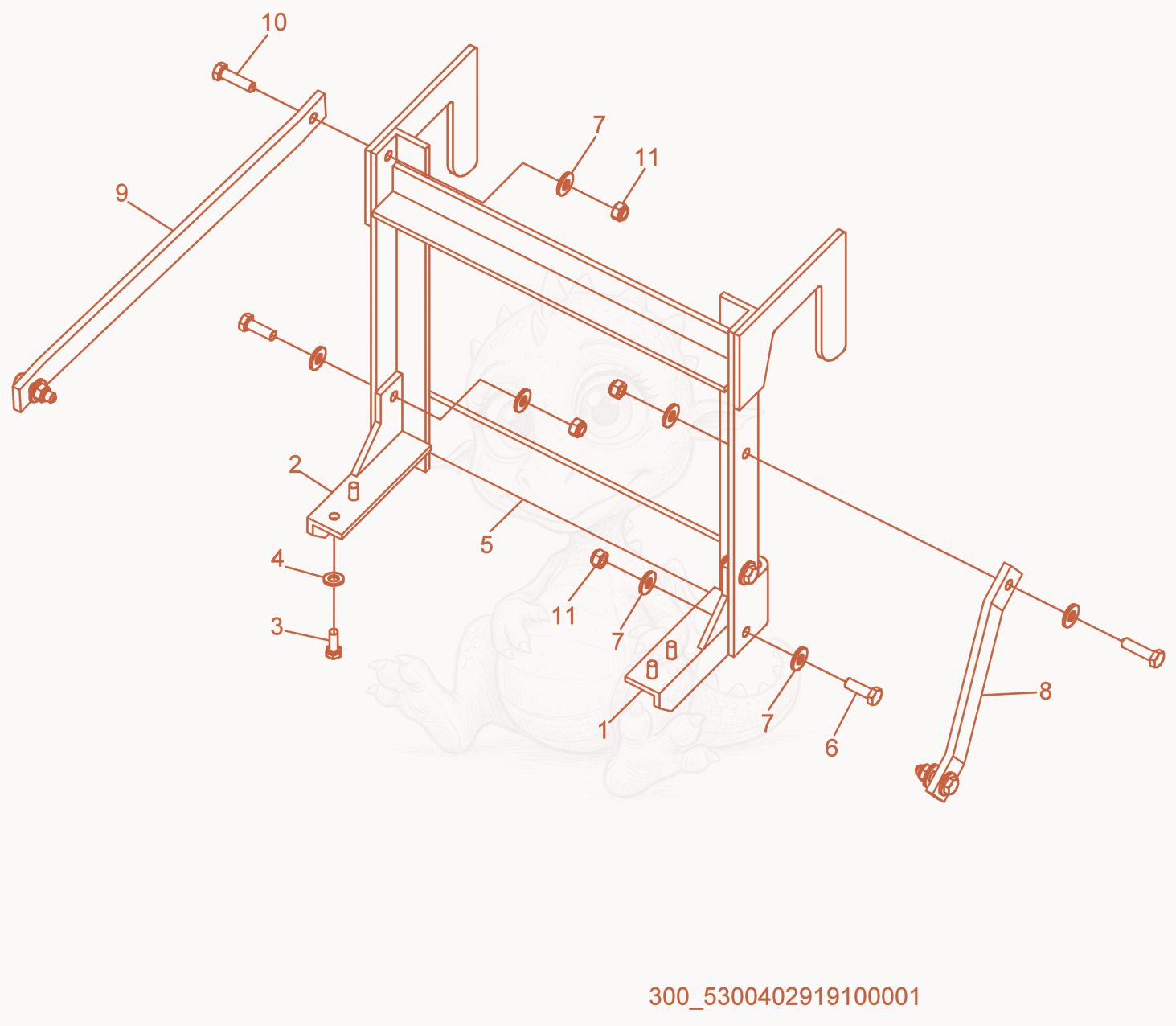 Exploded parts diagram of the Transport Device Kit of a Wacker Neuson RS600A, with numbered balloons