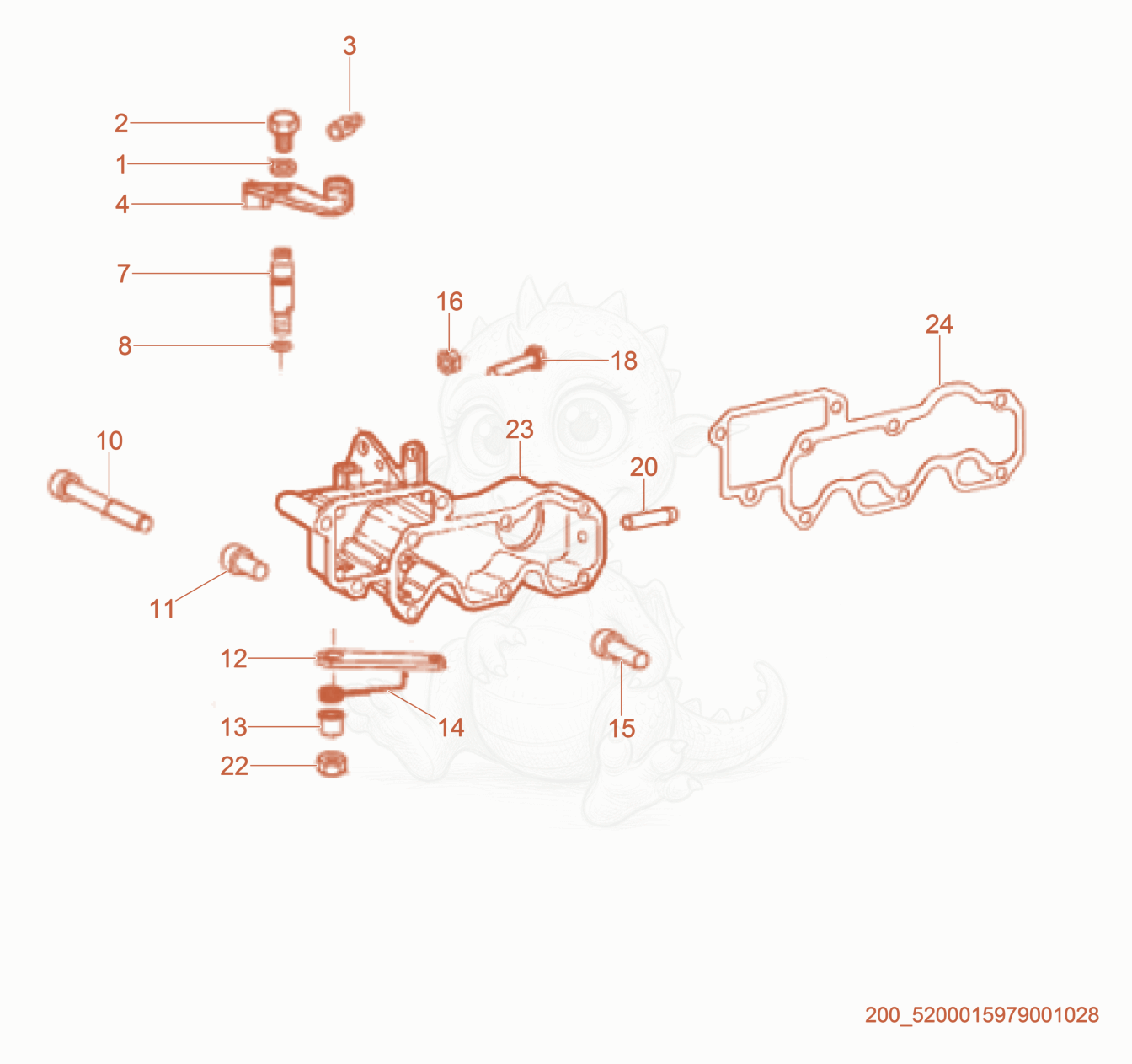 Exploded parts diagram of the Air Inlet Manifold of a Wacker Neuson RTL82-SC3, with numbered balloons
