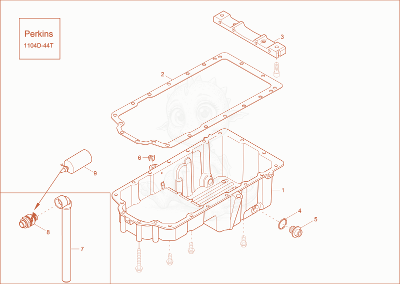 Exploded parts diagram of the oil sump of a Wacker Neuson ST35(S04-02), with numbered balloons