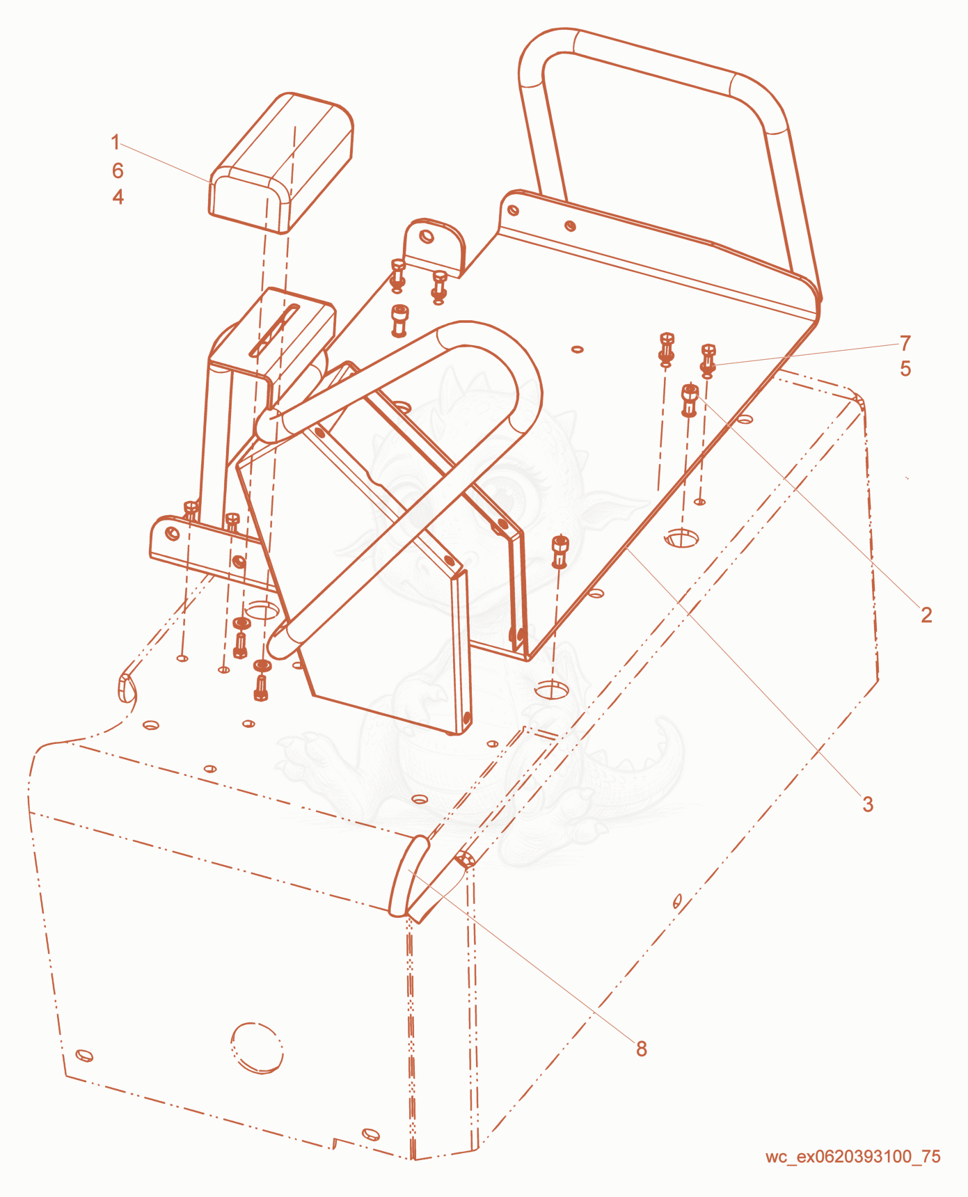 Exploded parts diagram of the Seat Frame of a Wacker Neuson RD27-120, with numbered balloons
