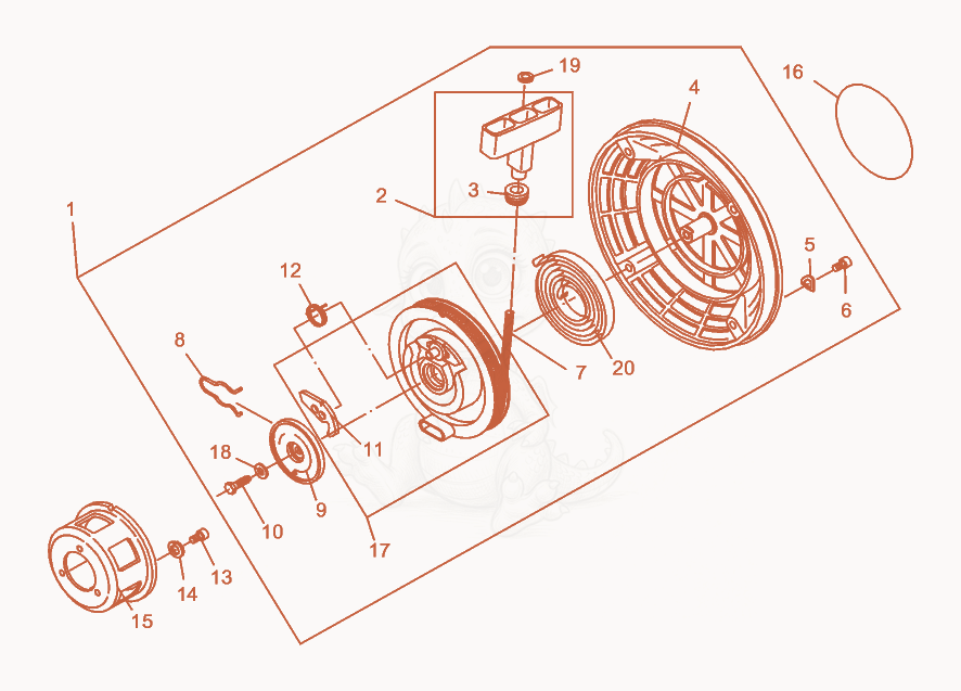 Exploded parts diagram of the Rewind Starter of a Wacker Neuson DPU2440H, with numbered balloons