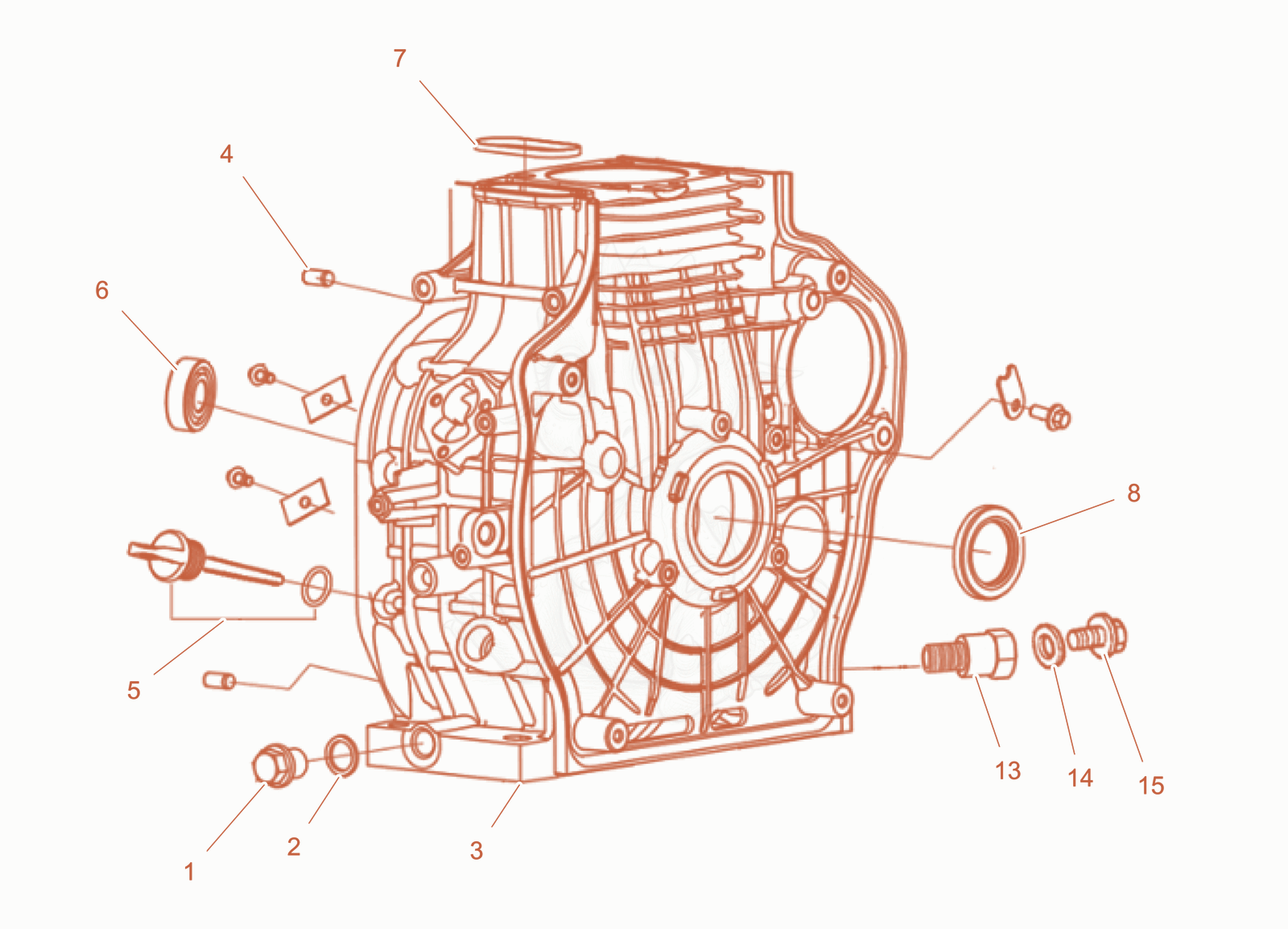 Exploded parts diagram of the Crankcase cpl. of a Wacker Neuson GDS5500GLA, with numbered balloons
