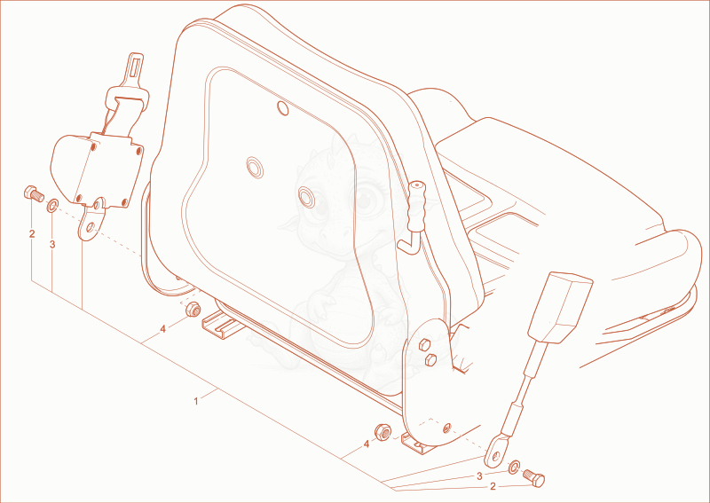 Exploded parts diagram of the automatic belt 2"" of a Wacker Neuson 1404, with numbered balloons