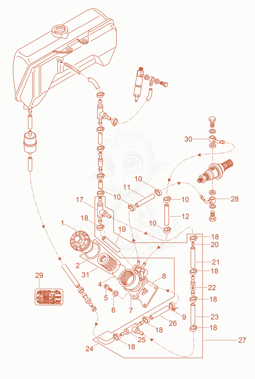 Exploded parts diagram of the Automatic shut-off of a Wacker Neuson DPU5545HEHUS, with numbered balloons